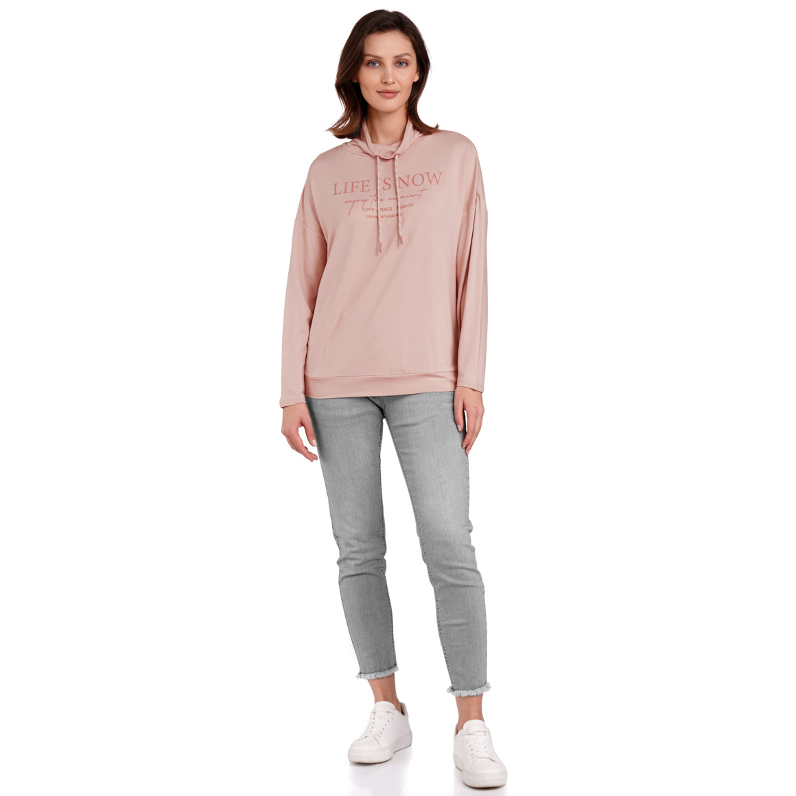 Gina Benotti Damen Langarmshirt mit Statement-Print rosa