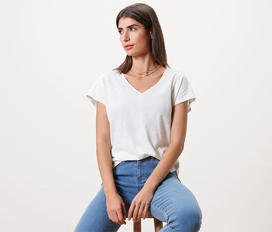 Shirt aus Leinenmix, cremeweiß