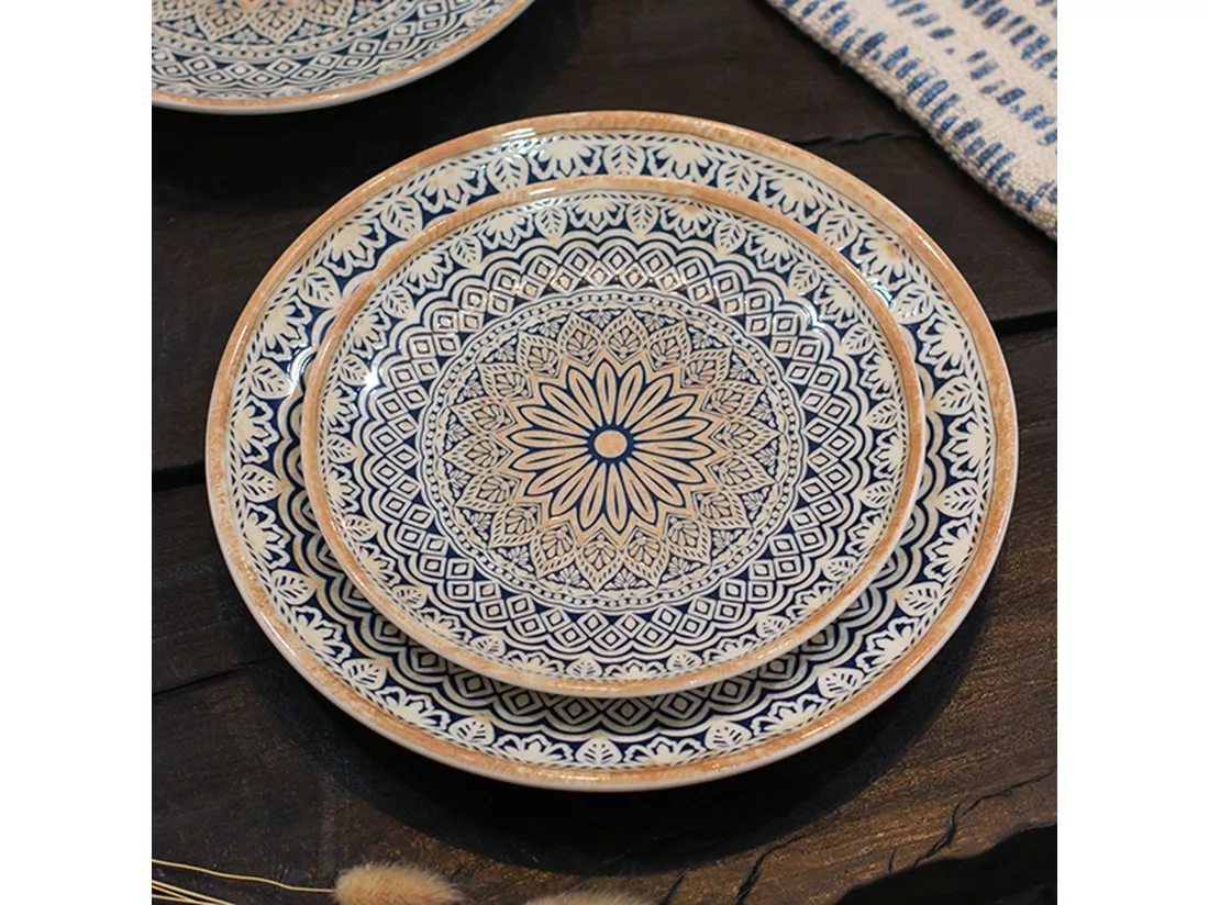 Novastyl - Lot 6 Assiettes Desserts Byzance 20cm En Porcelaine