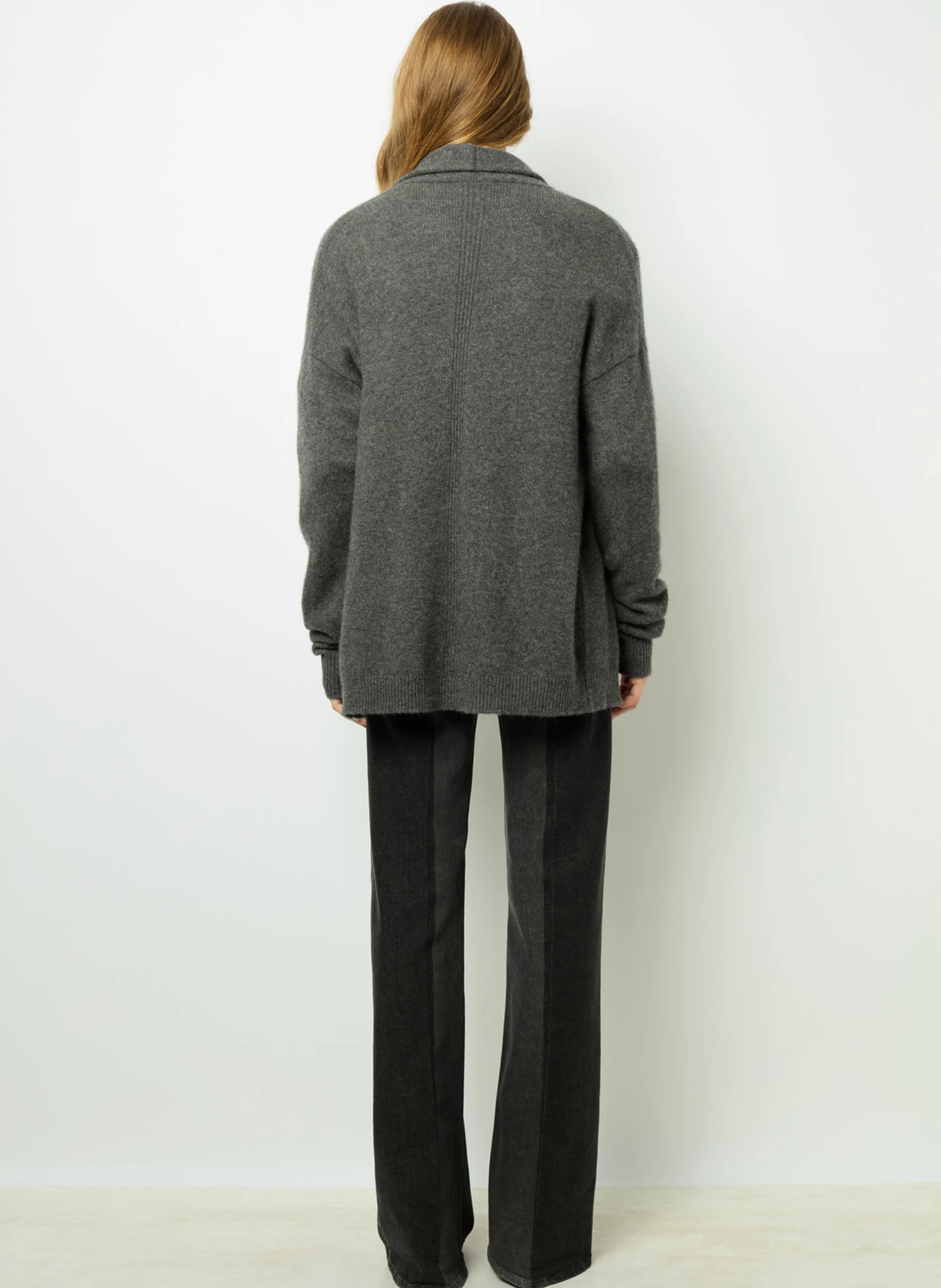 JOHANA - Gilet col chale en cachemire | Gris