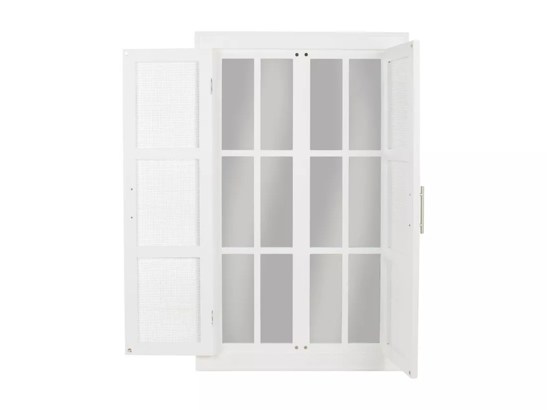 Miroir en bois et treillis blanc 73.5x5x118h