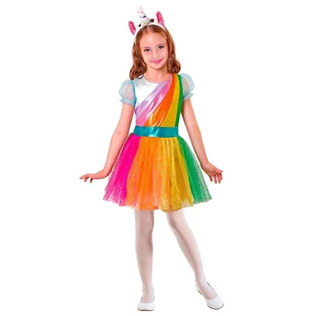 Widmann Kinderkostüm Einhorn, Kleid und Haarreif 158