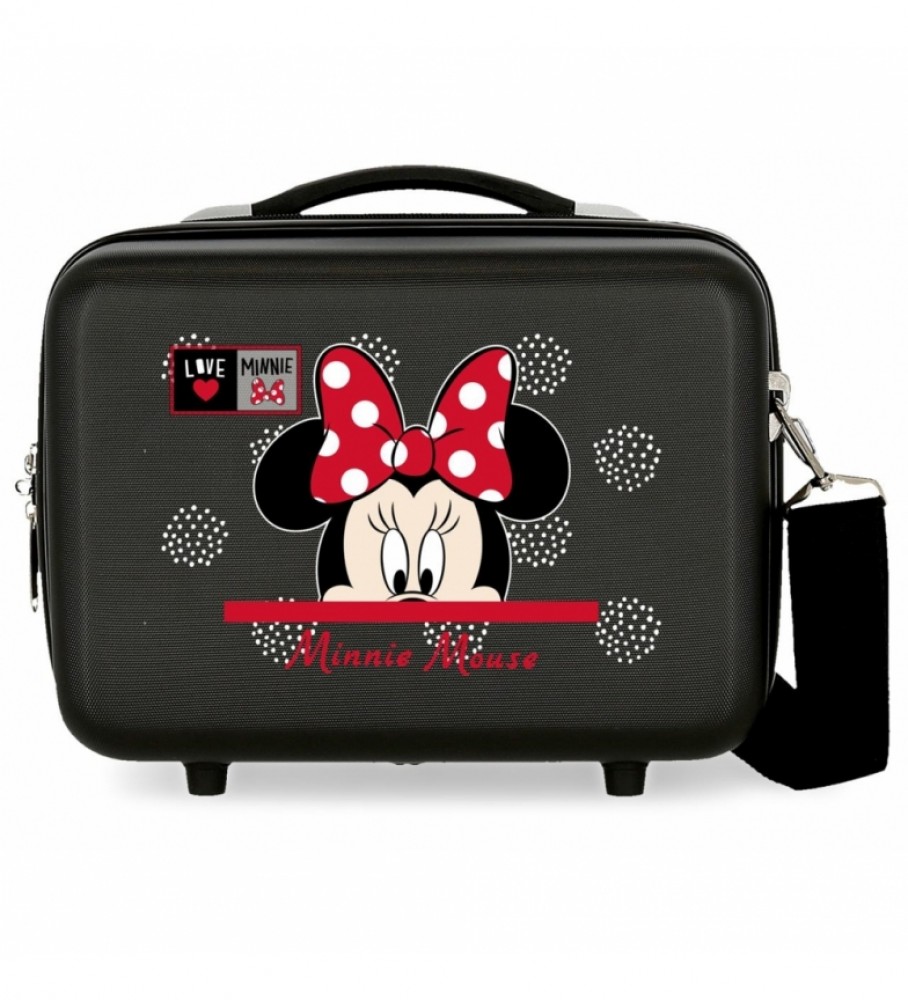 Bolsa Joumma Neceser ABS Minnie My Pretty Bow Adaptável preta - 29x21x15cm -
