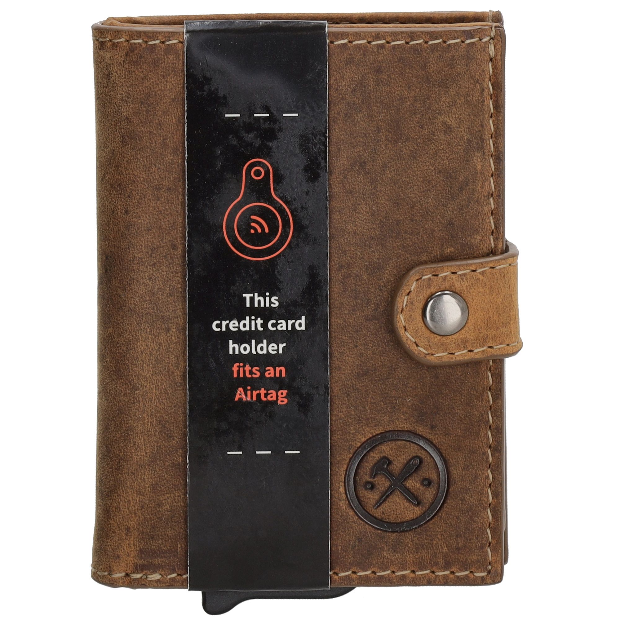 Hide & Stitches Idaho Safety Wallet S met AirTag Holder Bruin