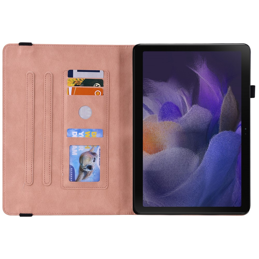 Samsung Galaxy Tab A11  Plus / A9  Plus Leder Tasche Flip Cover Schmetterling Imprint - Rosa