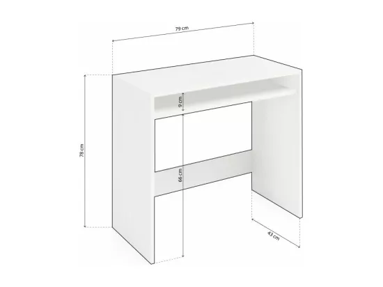 Bureau GASTON à tablette fixe L79cm x P43cm - Blanc