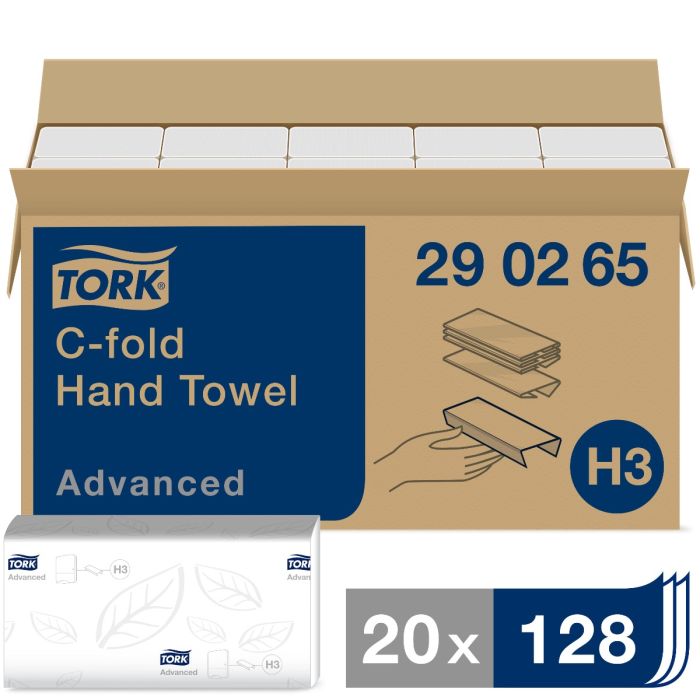 Tork H3 290265 Uit ASSORTI ZIE ART 290143 Advanced Handdoekje wit C vouw 31x25 cm, 2laags, doos à 2560stuks (290265)