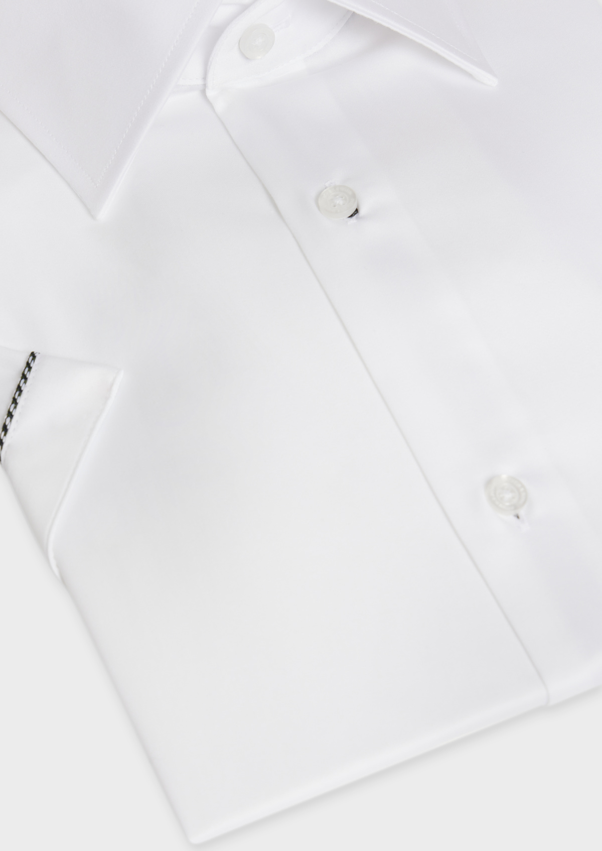 Chemise manches courtes Regular en satin de coton uni blanc