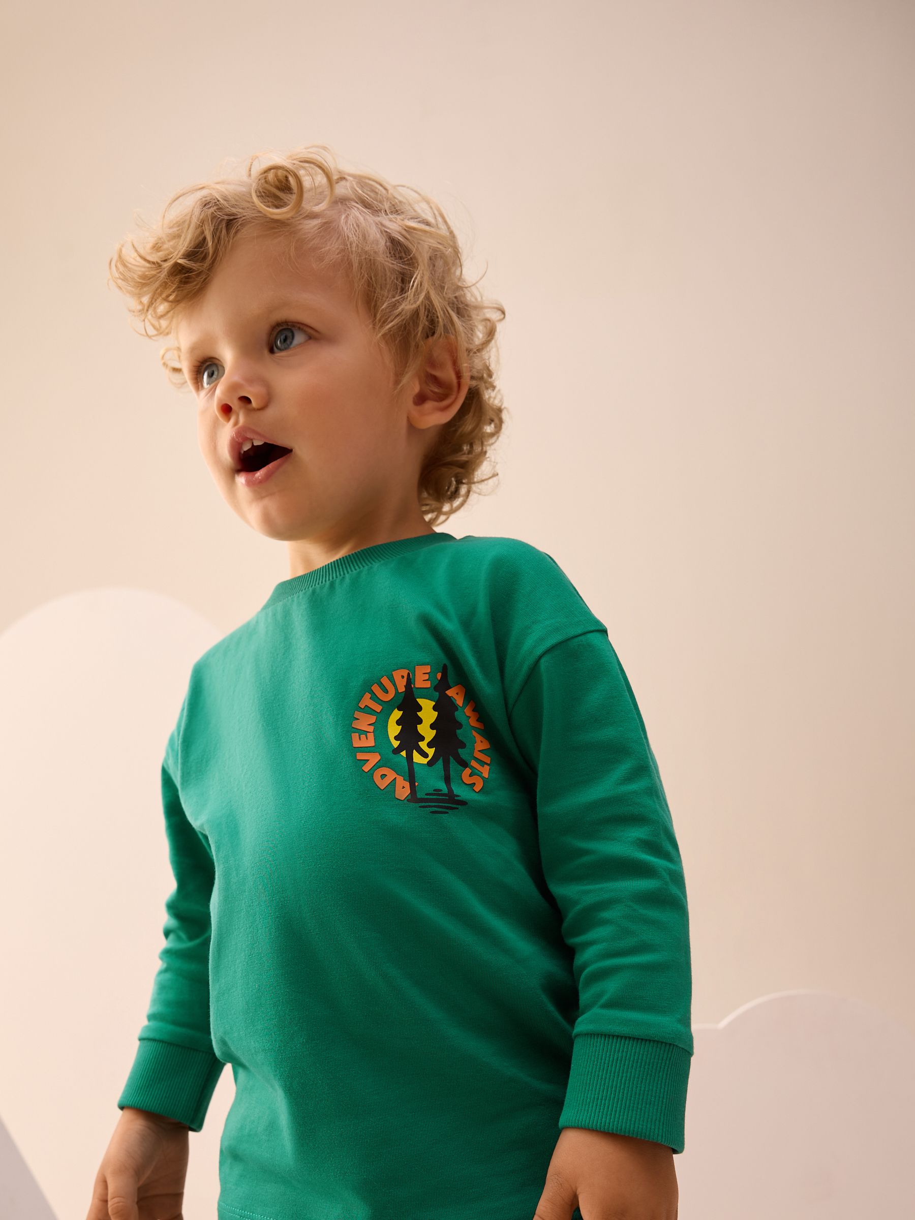 Groene scène - T-shirt met lange mouwen en print op de rug (3mnd -8jr)