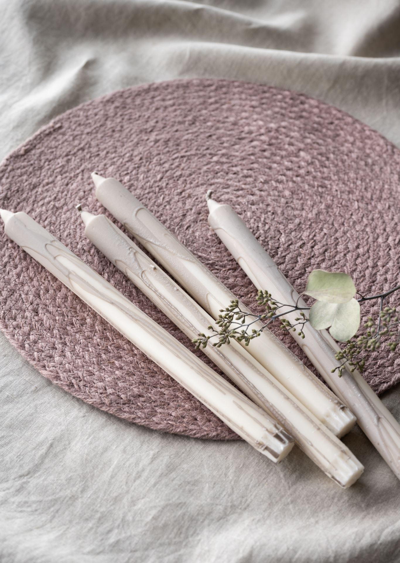 Kronelys beige - 30 cm