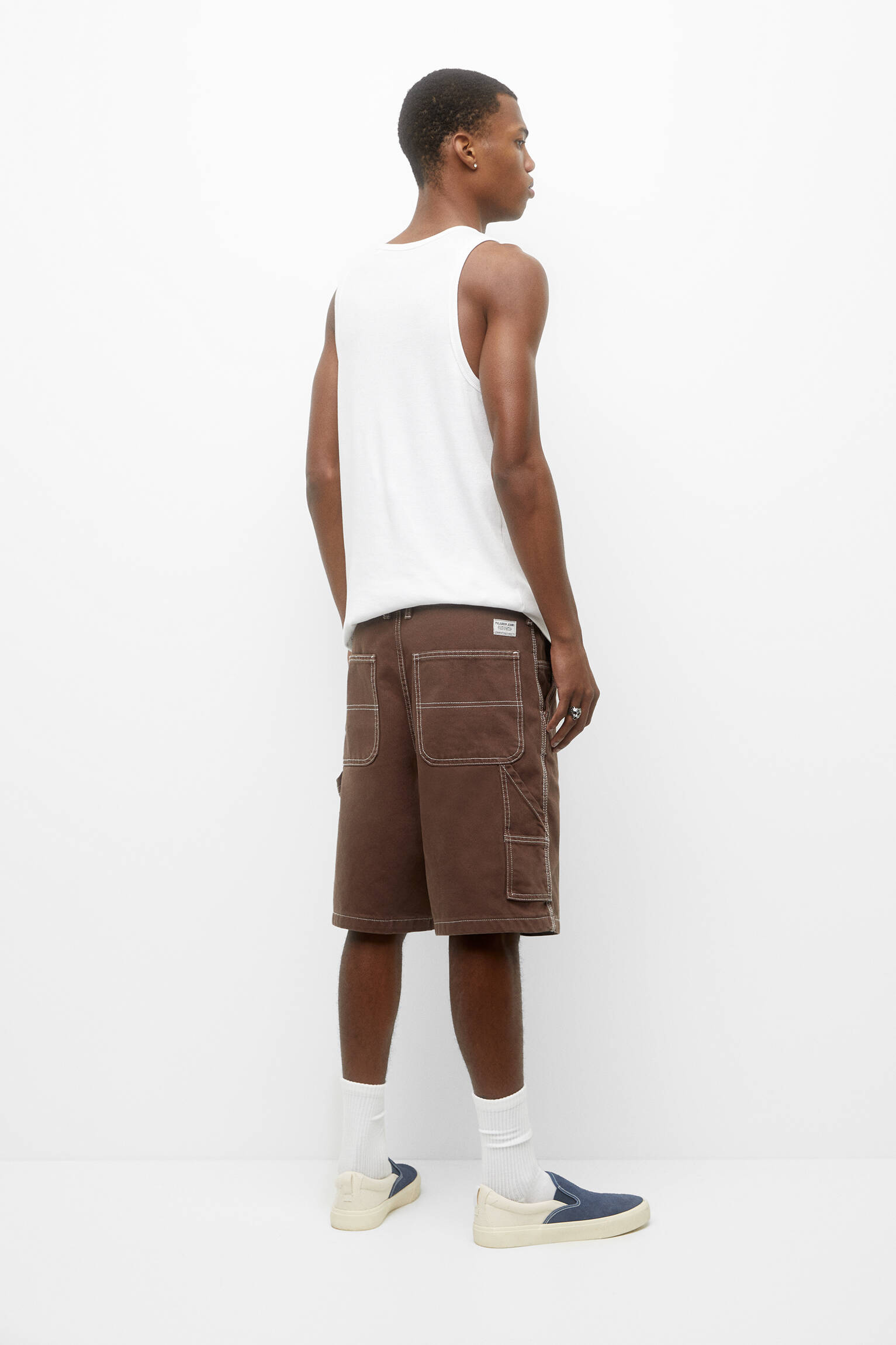 Bermuda jeans Carpenter - Bordô escuro