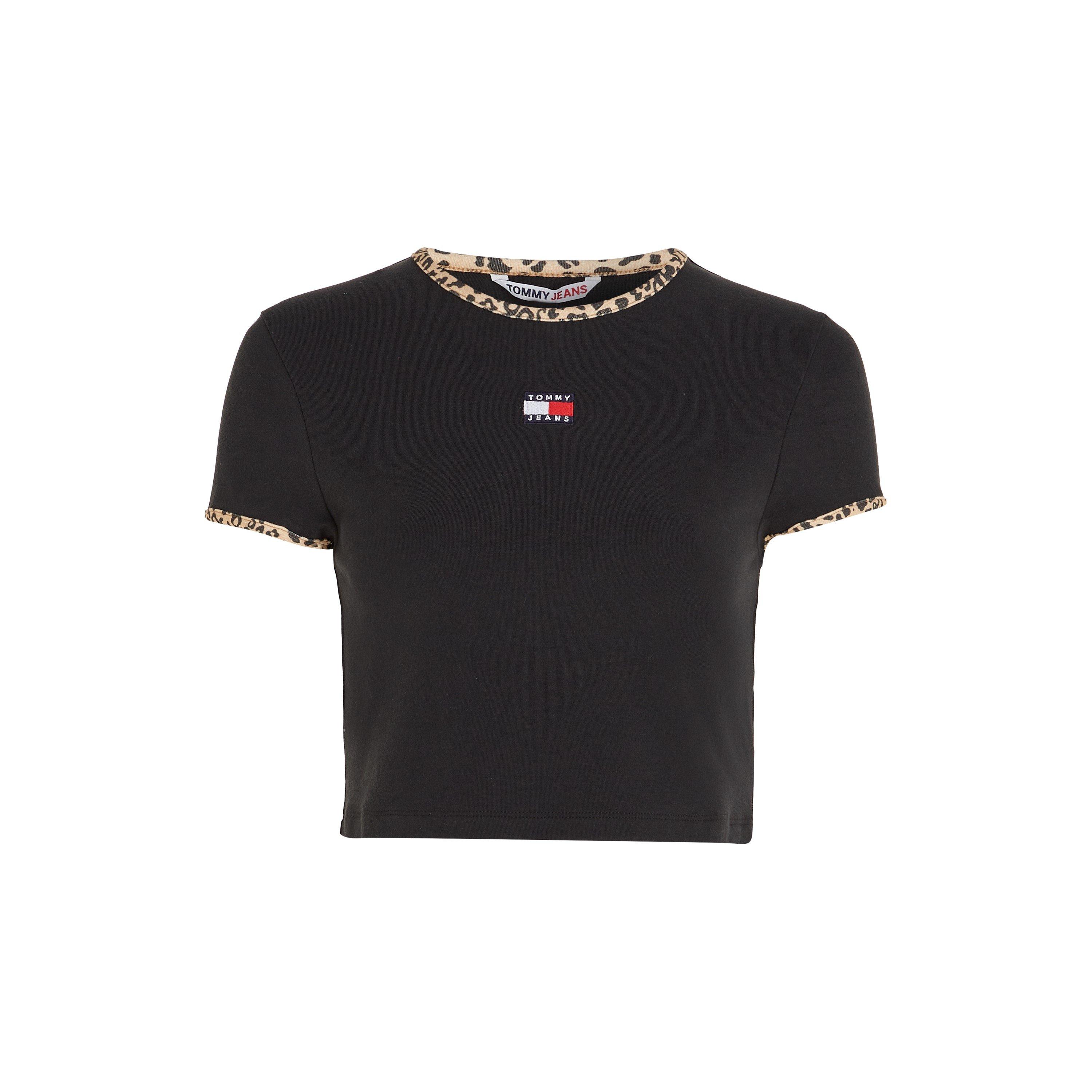 Tommy Jeans Cropped Leopard Binding T Shirt