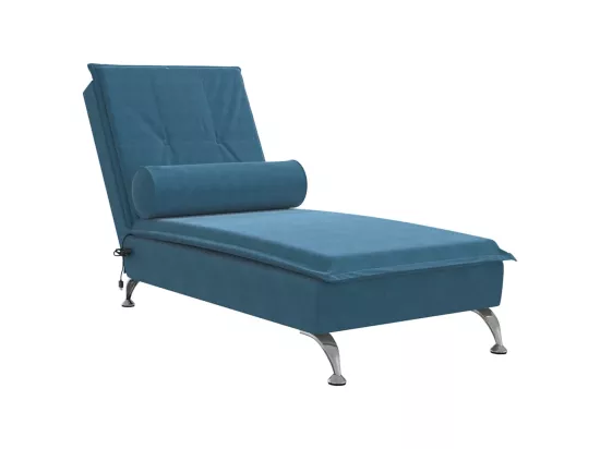 Chaise longue de massage avec traversin bleu velours