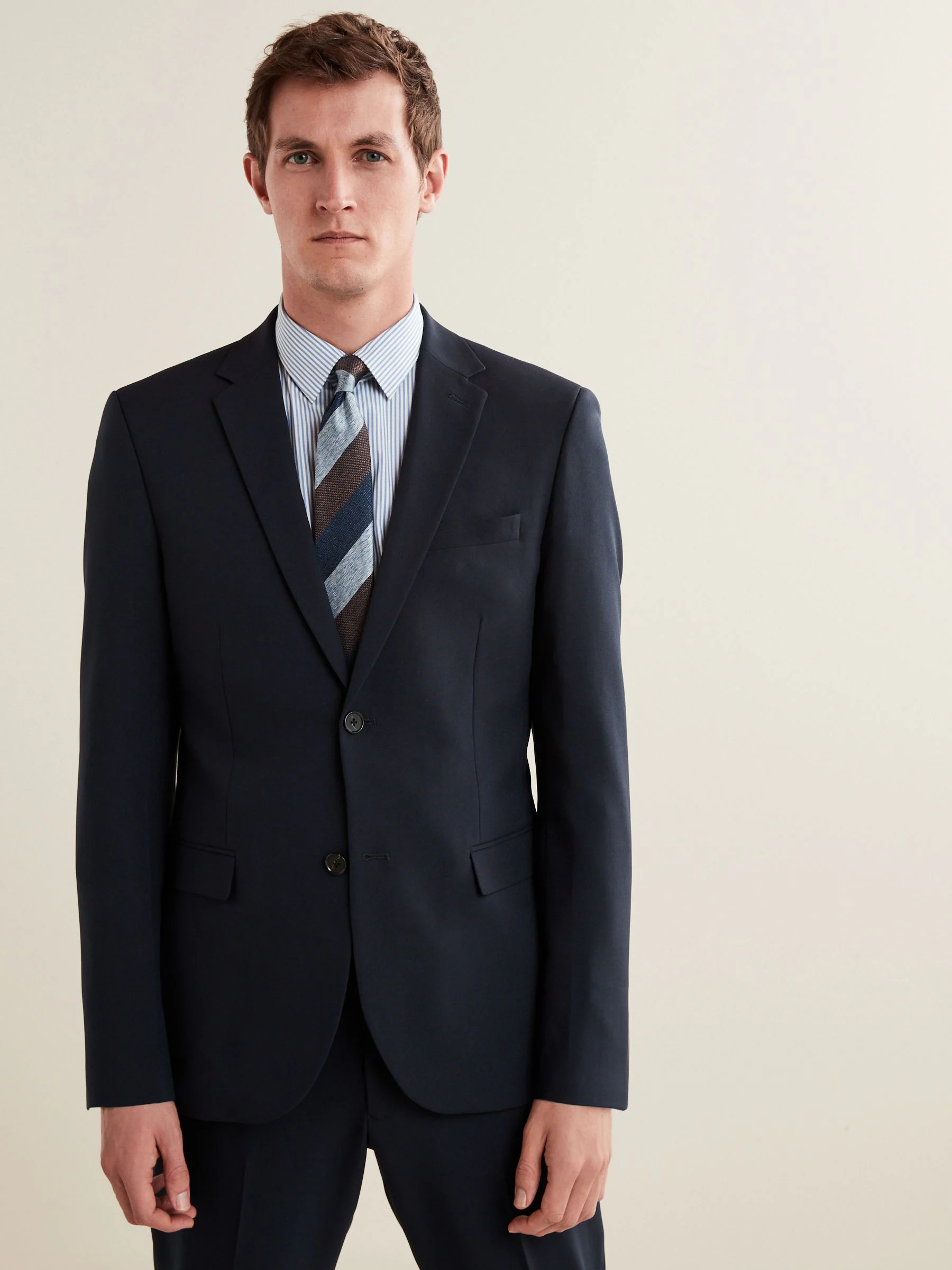 Donkerblauw - Normale Pasvorm - Must-have kostuum: colbert