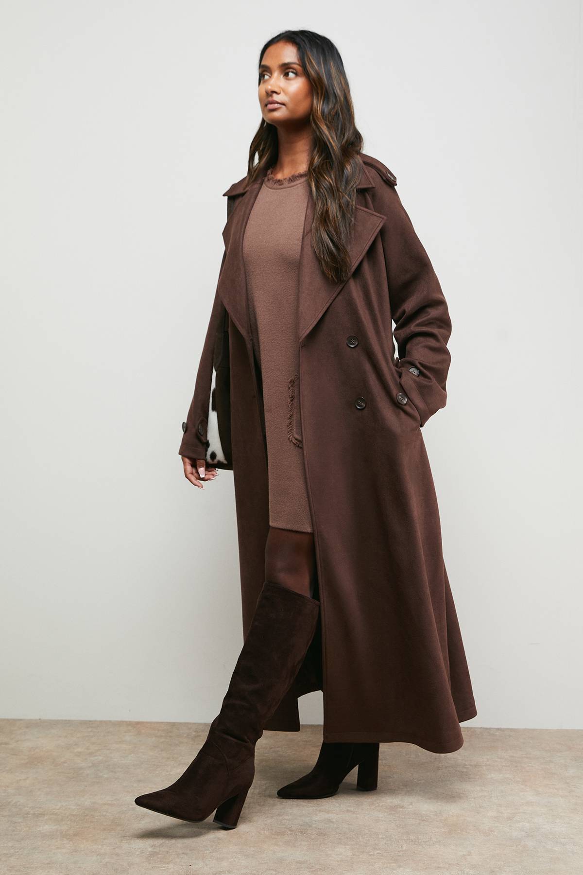 Oasis Manteau Ceinturé à Détail de Poignet