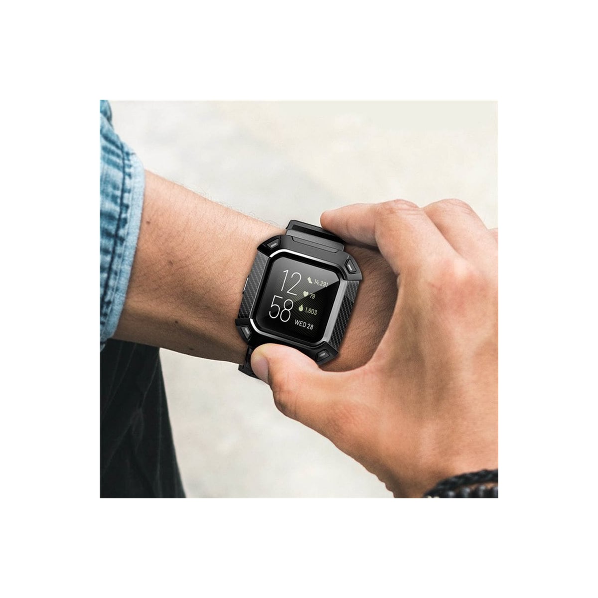 SUPCASE UB Pro armbånd Fitbit Versa 3 - Svart