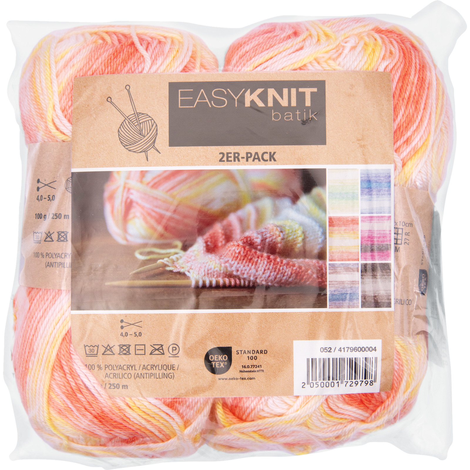 Acrylgarn Batik 2er-Set, 2 x 100 g / Knäuel orange