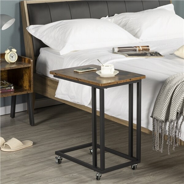 Yaheetech Vintage Beistelltisch Sofatisch Couchtisch mit Metallrahmen Kaffeetisch für Schlafzimmer und Wohnzimmer