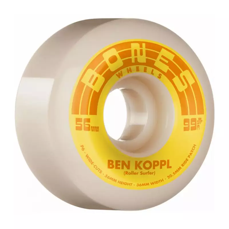 Roues skate BONES (x4) Stf V6 Koppl Rollersurfer 99A 56mm