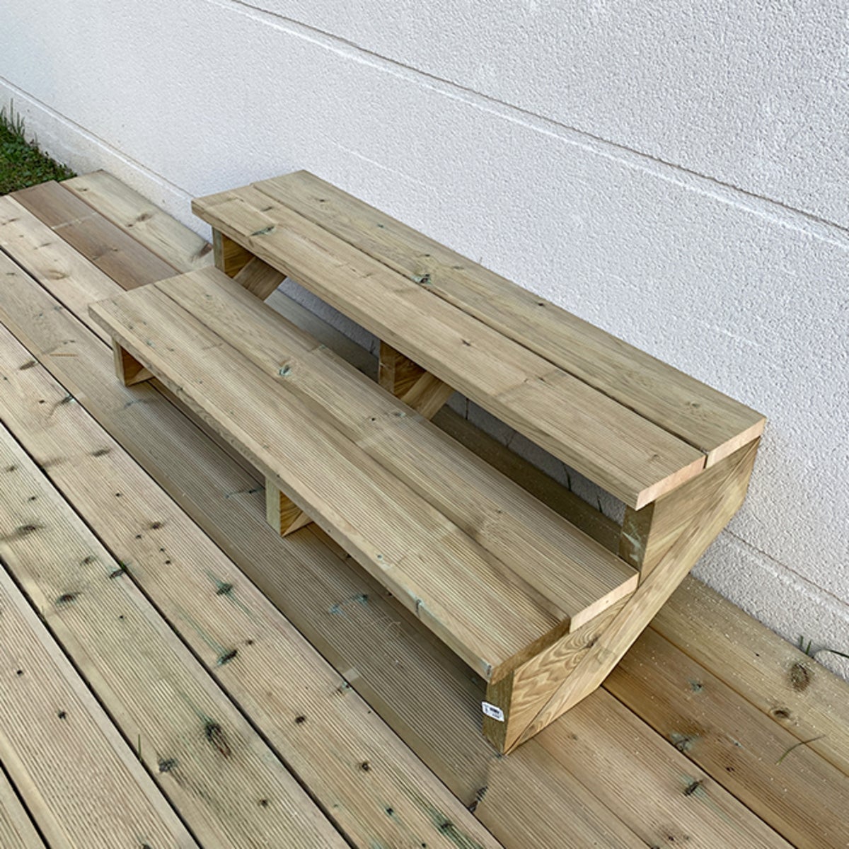 Terrastrap, buitentrap, tuintrap, hout, H37cm, 2 treden, breedte 120cm, ZONDER stootborden