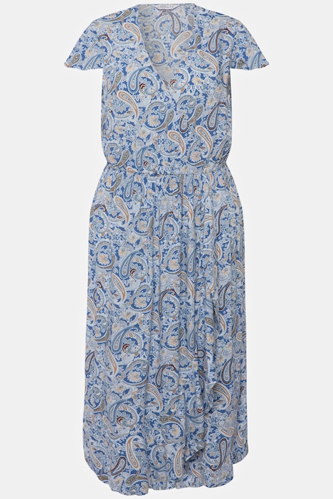 Midikleid, A-Line, Paisley Print, V-Ausschnitt, Halbarm