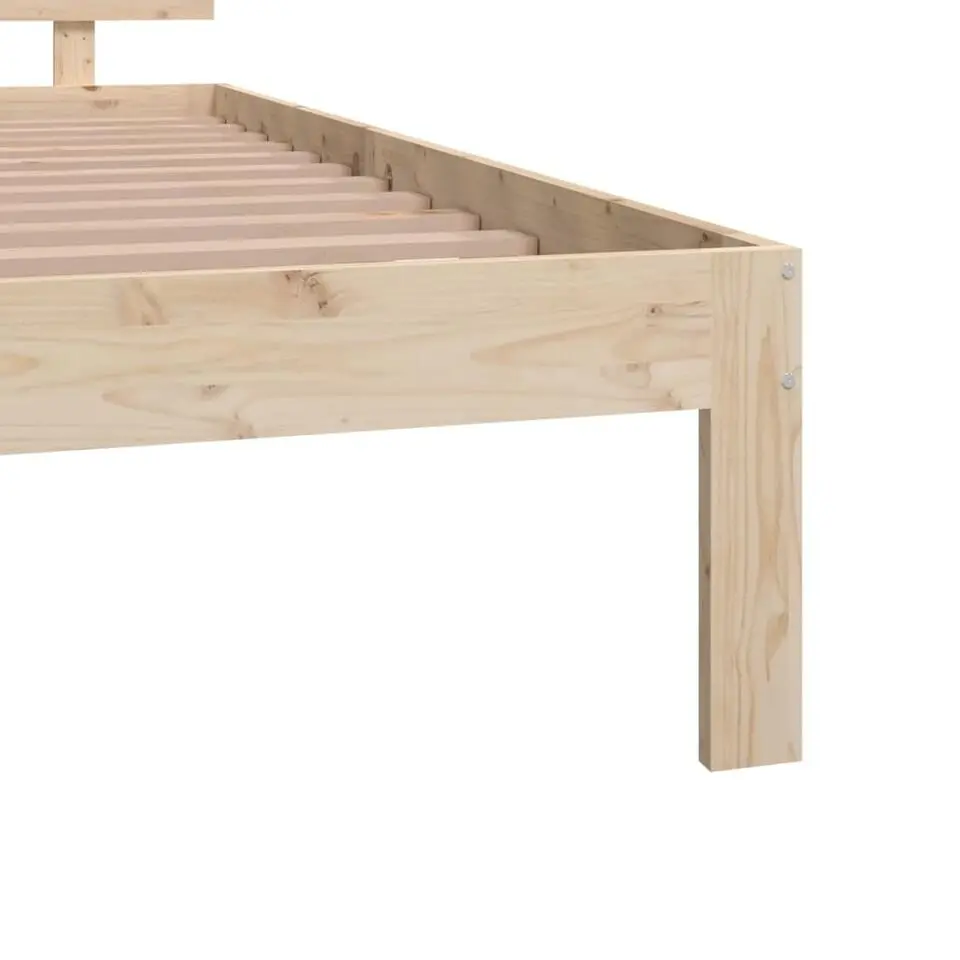 vidaXL - Bed frame met hoofbord - Naturel - Massief grenenhout - 120x190 cm