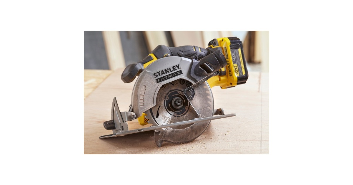 StanleyFATMAX V20 18V handcirkelzaag  (Geel/zwart, Koffer, 2 accu's (2.0Ah) en oplader (4A) inbegrepen)