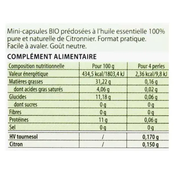 Pérolas de Óleo Essencial de Limão Pranarom - 60 Pérolas