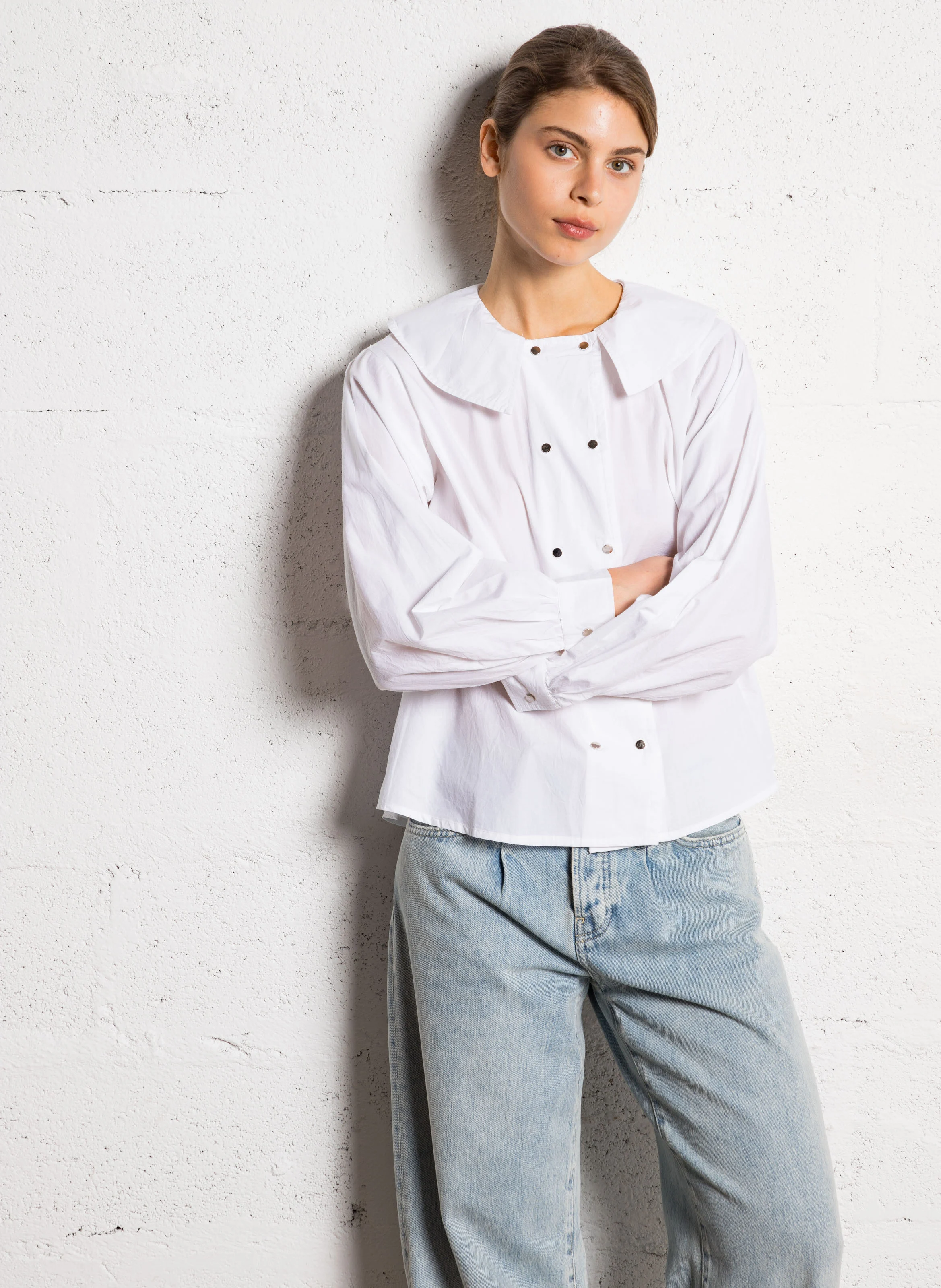 Chemise droit en coton | Blanc