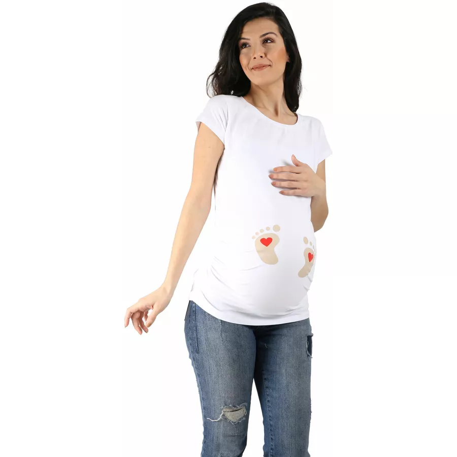 M.M.C. Umstandsshirt Baby Füße mit Motiv Weiß