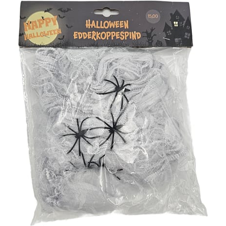 Halloween edderkoppespind med edderkopper - hvid