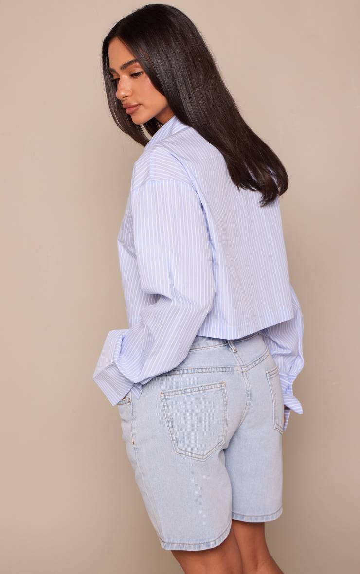 Bleu Clair Short Boyfriend Ample Taille Basse Petite