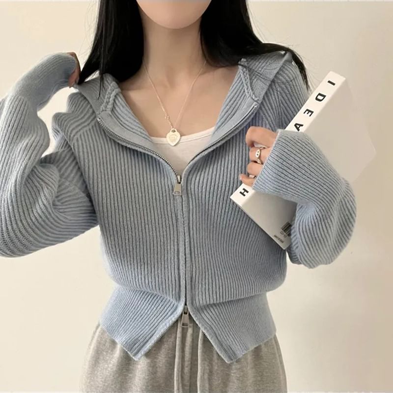 HYAKU - Effen vest met capuchon en rits