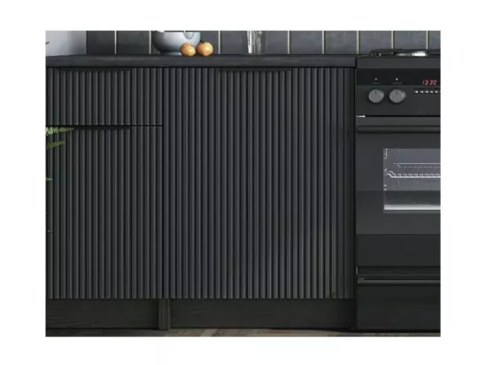 Cuisine 240 cm style chêne et noir charbon Justin