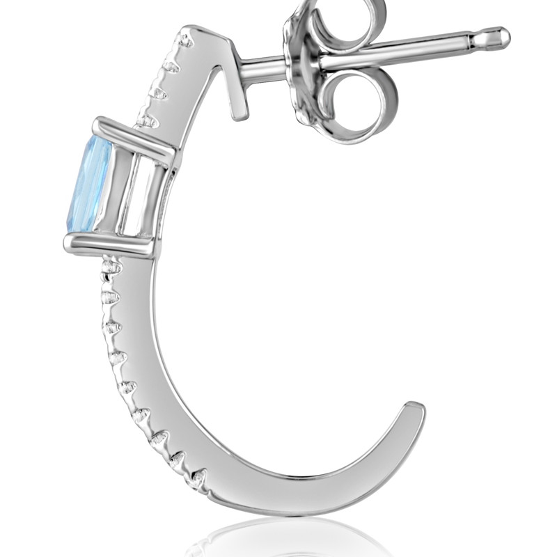 Boucles d'oreilles en Argent orné de 28 Cristaux Swarovski Cubic Zirconia Blancs et Bleu