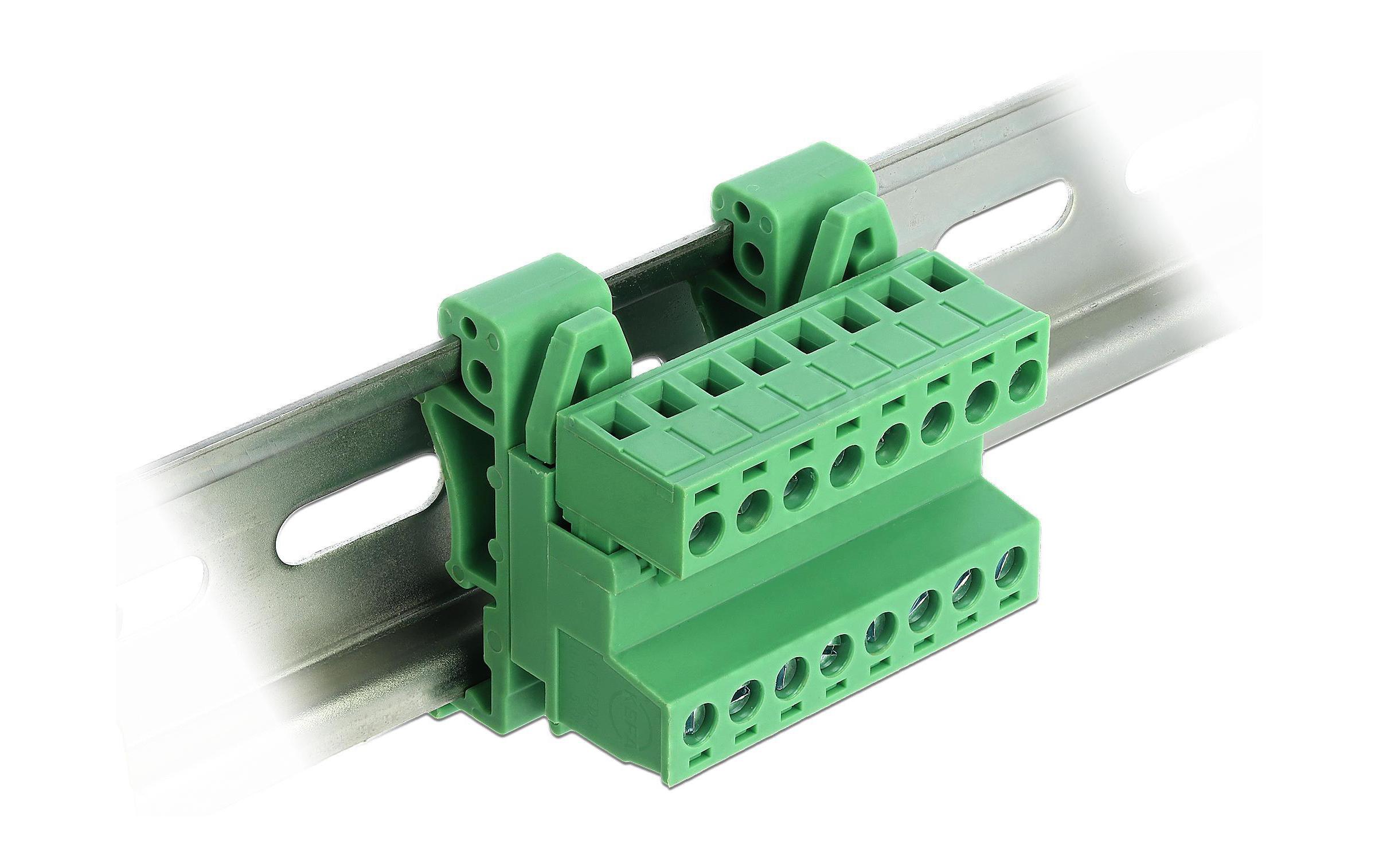 8 Pin, 5.08mm Rastermass gewinkeltDelock Terminalblock Set für Hutschienen 8 Pin mit Rastermass 5.08 mm gewinkelt