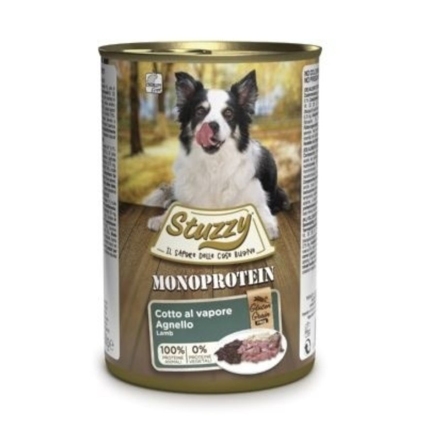 Lata de 400g de proteína de cordeiro monoproteica Stuzzy para cães