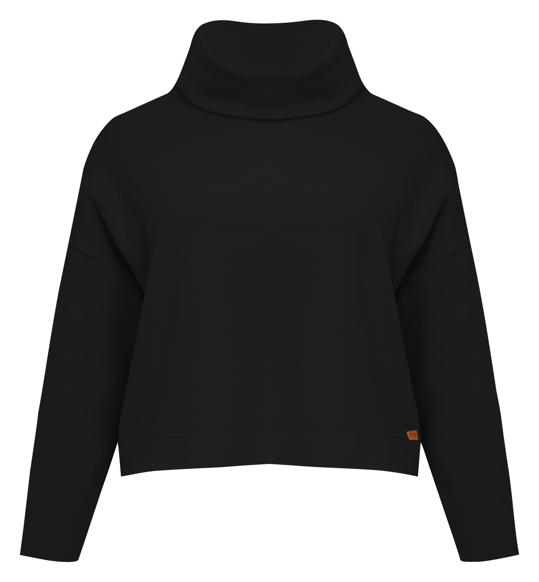 Pull crop col roulé | Noir