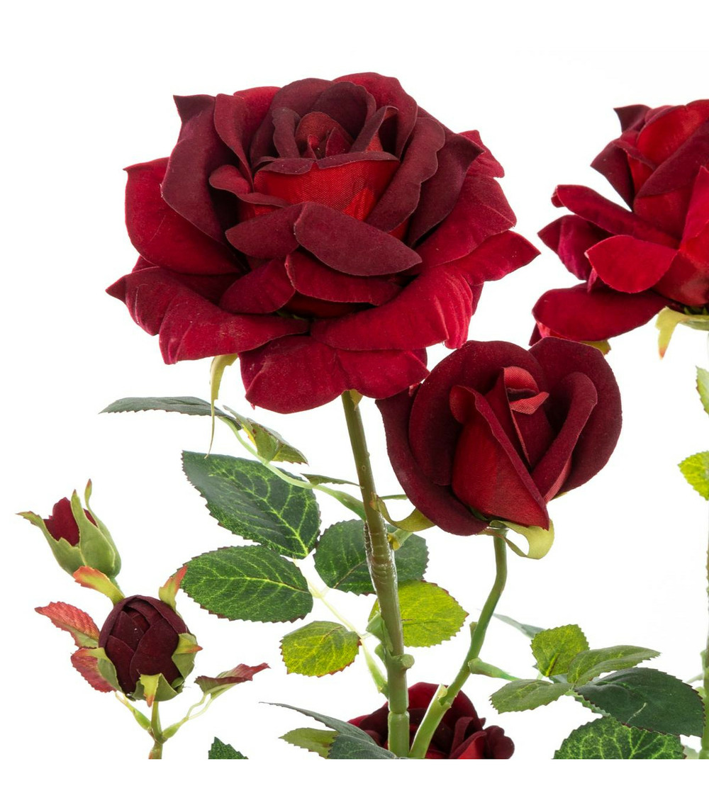 Plante artificielle rosier velours dans un pot h 74 cm