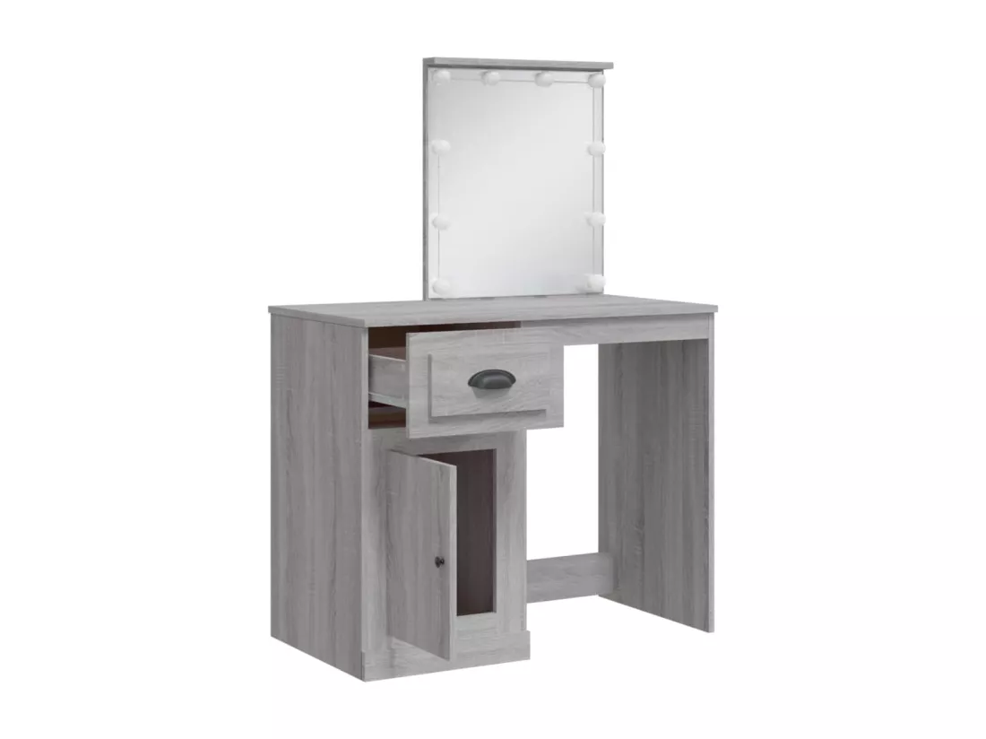Coiffeuse avec lumières LED sonoma gris 90x42x132,5 cm