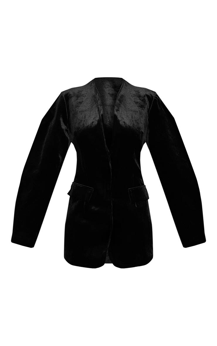 Noir Robe Blazer En Velours À Manches Ballon