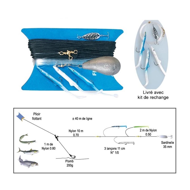 Ligne De Traine Bateau Flashmer Ecoline Lancons + Kit De Rechange
