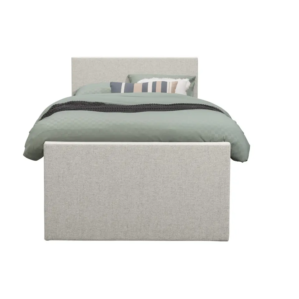 Boxspring met voetbord Liv egaal - ecru - 120x200 cm - slanke poot