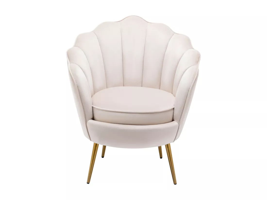 Fauteuil coquillage en velours beige LALEA