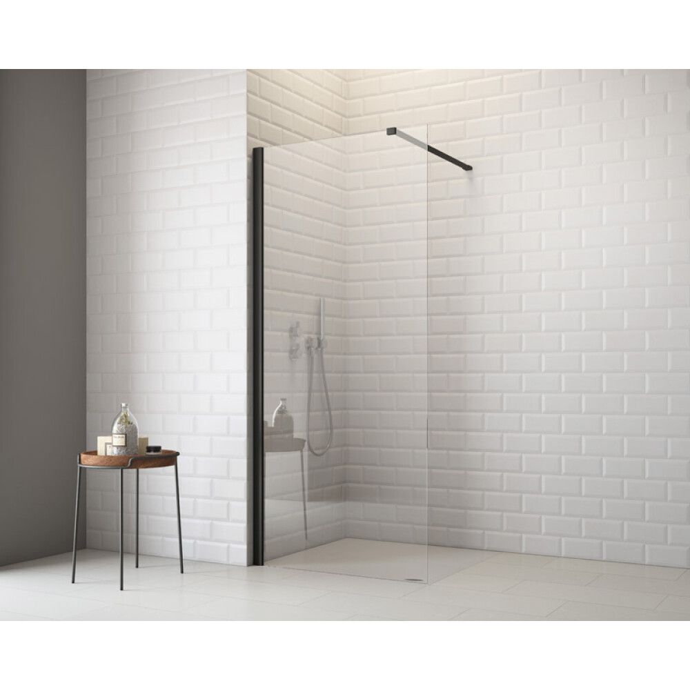 DUSJVEGG CORNICHE ELSA 80CM KLARGLASS SVART