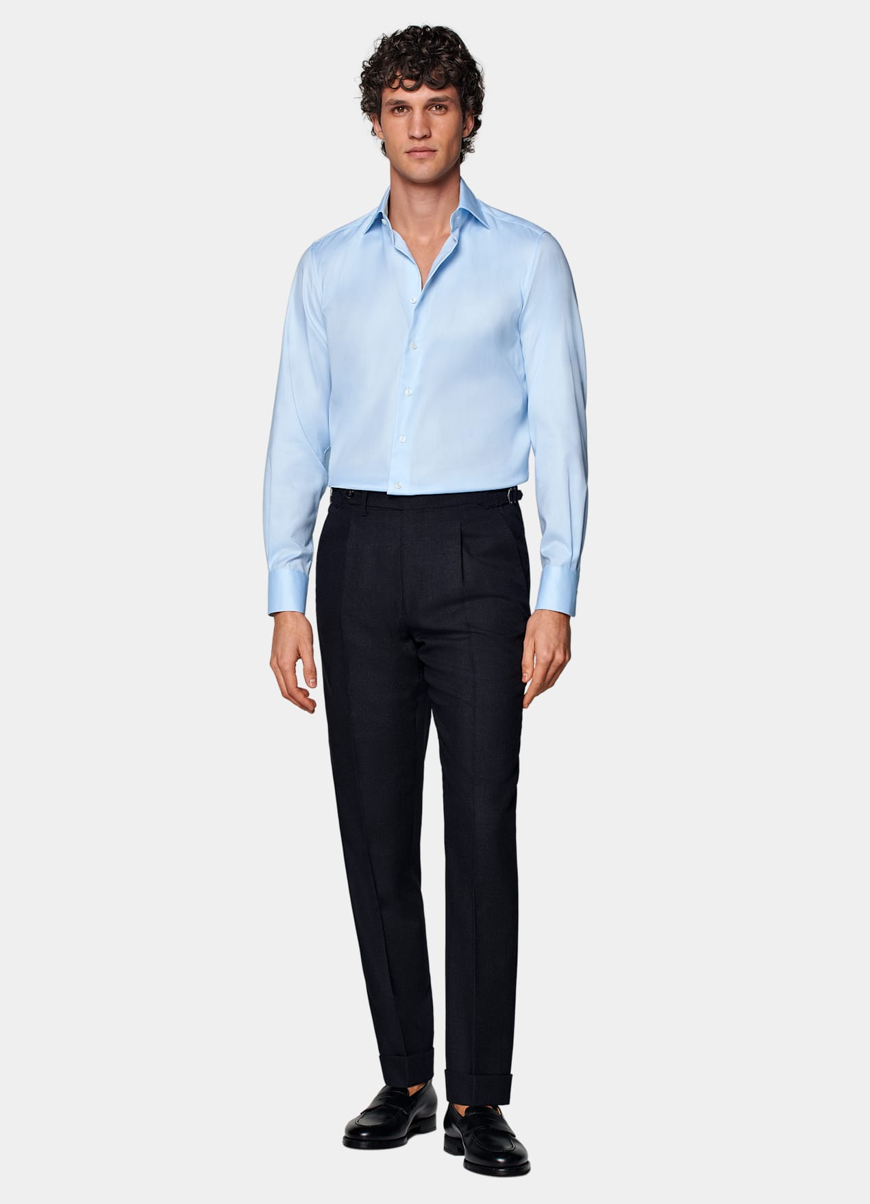 Chemise coupe ajustée en oxford bleue