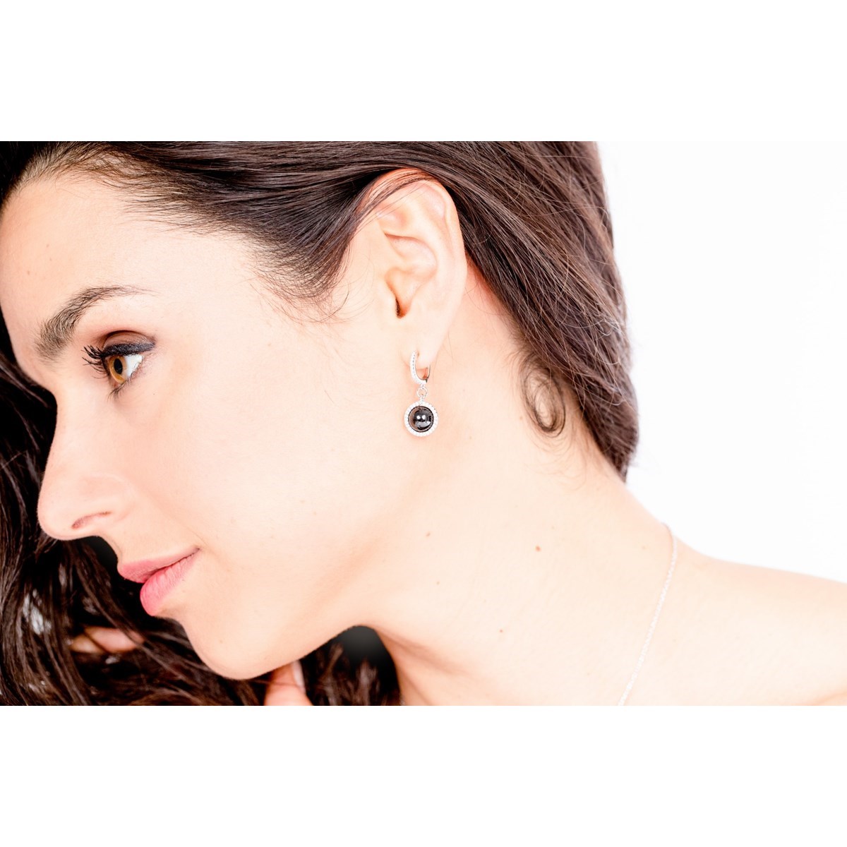 Boucles d'oreilles pendantes en Argent 925 millièmes et oxyde de zirconium - blanc brillant