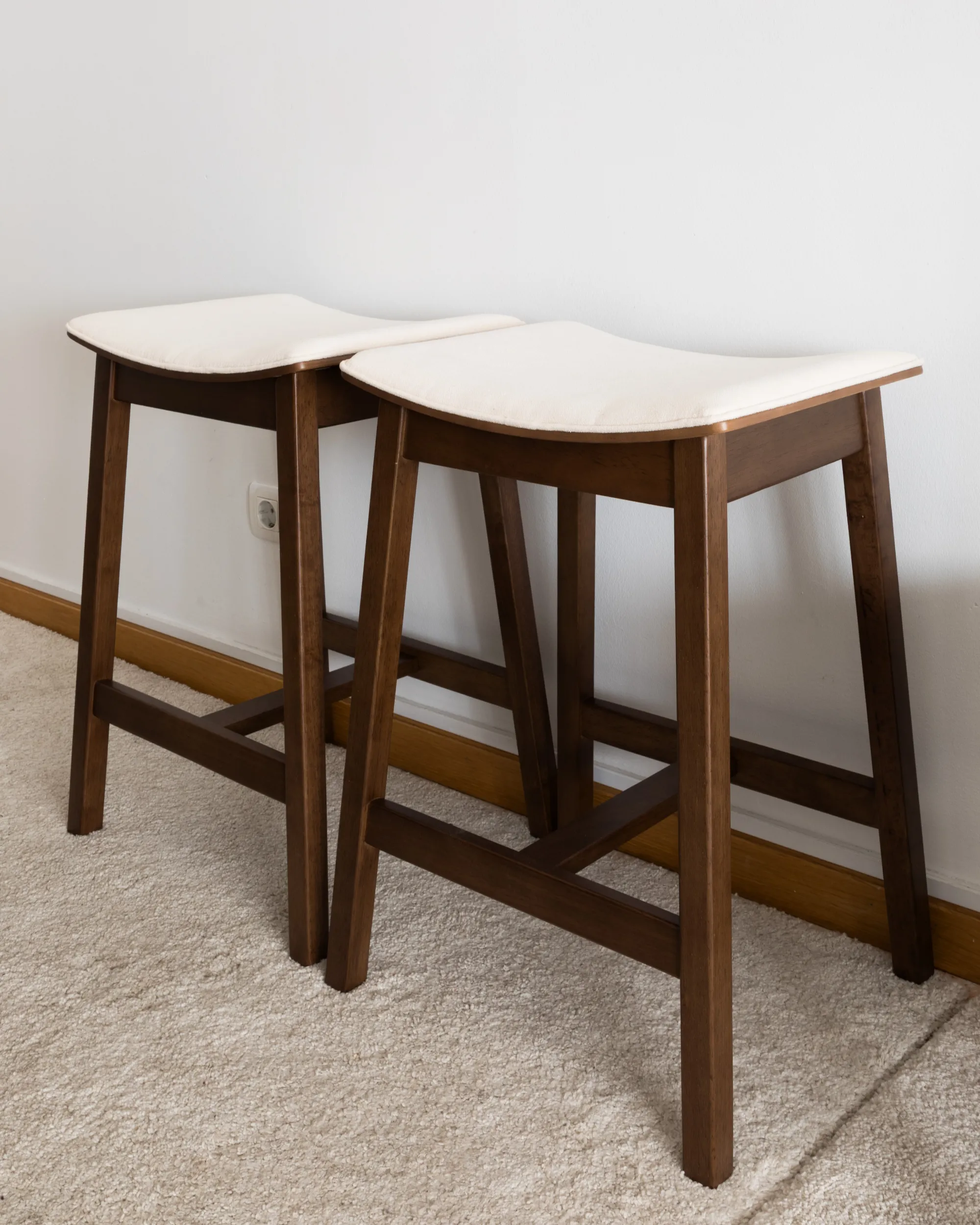 Set van 2 barkrukken DIXON Hout Gebroken wit/donkerbruin