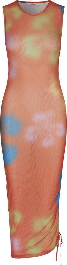 Oval Square Summer Dress Tangarine flower aop