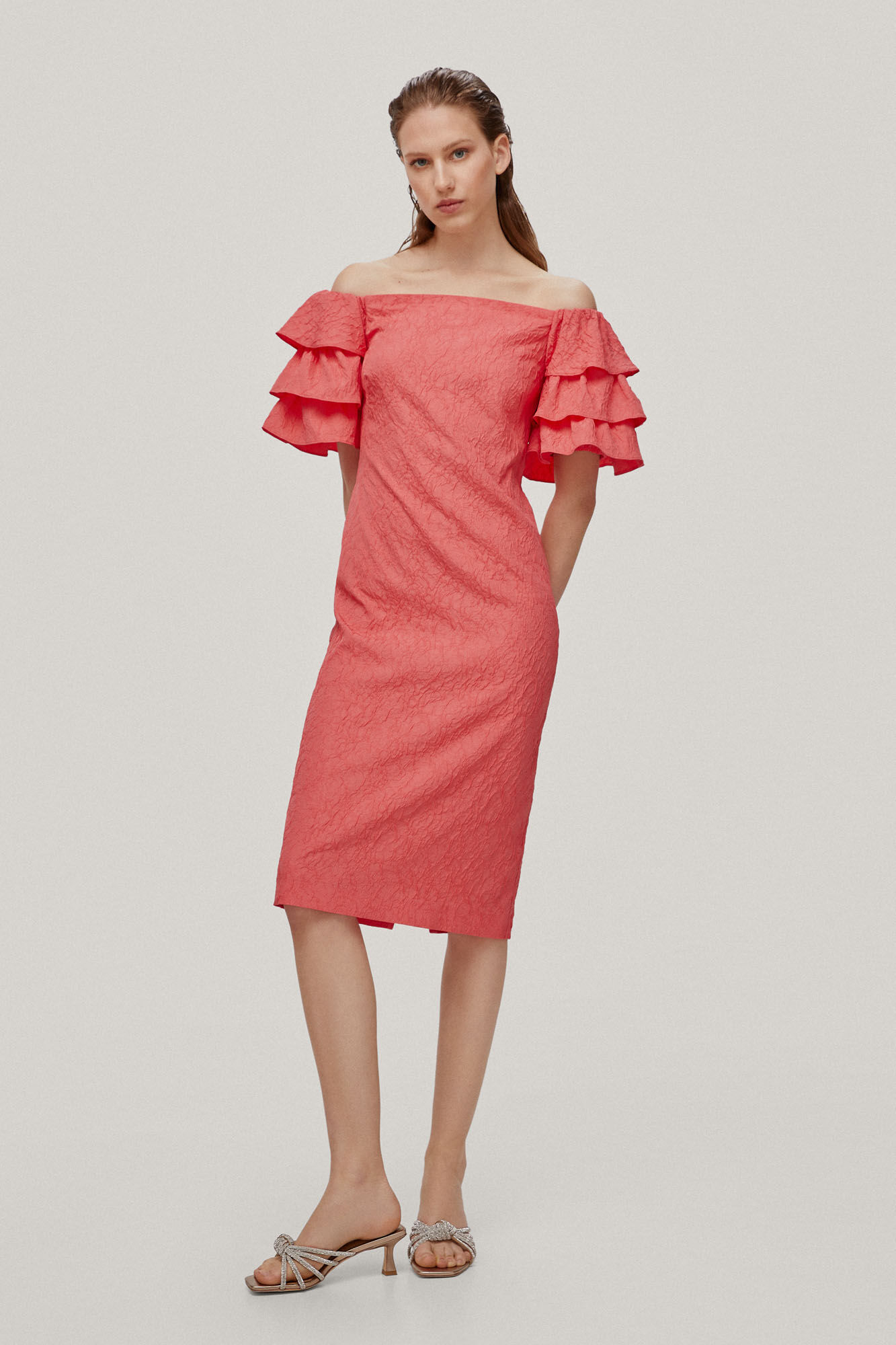 Vestido estruturado e ajustado - Laranja